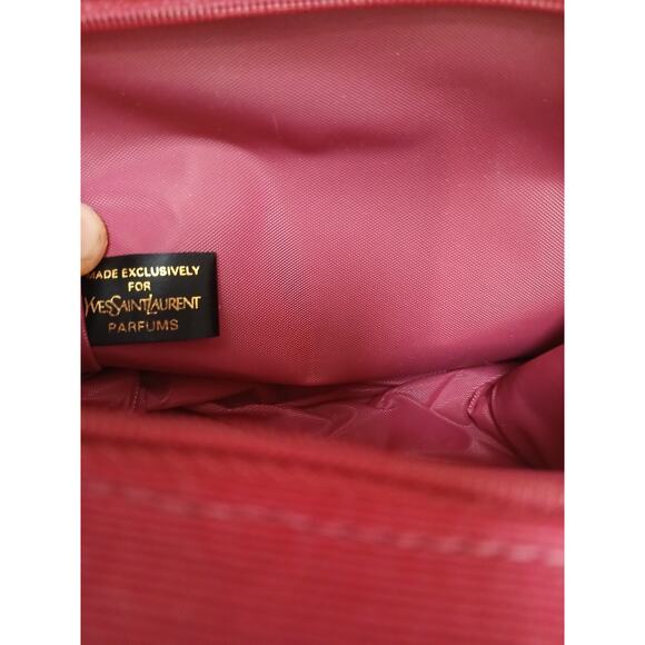 Rare Yves Saint Laurent Parfums Makeup Clutch Bag w YSL Pendent Zip Pull VINTG - Picture 14 of 16